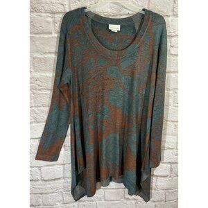 SOFT SURROUNDINGS Asymmetrical Tunic Top Large Art to Wear Lagen Look USA 9839